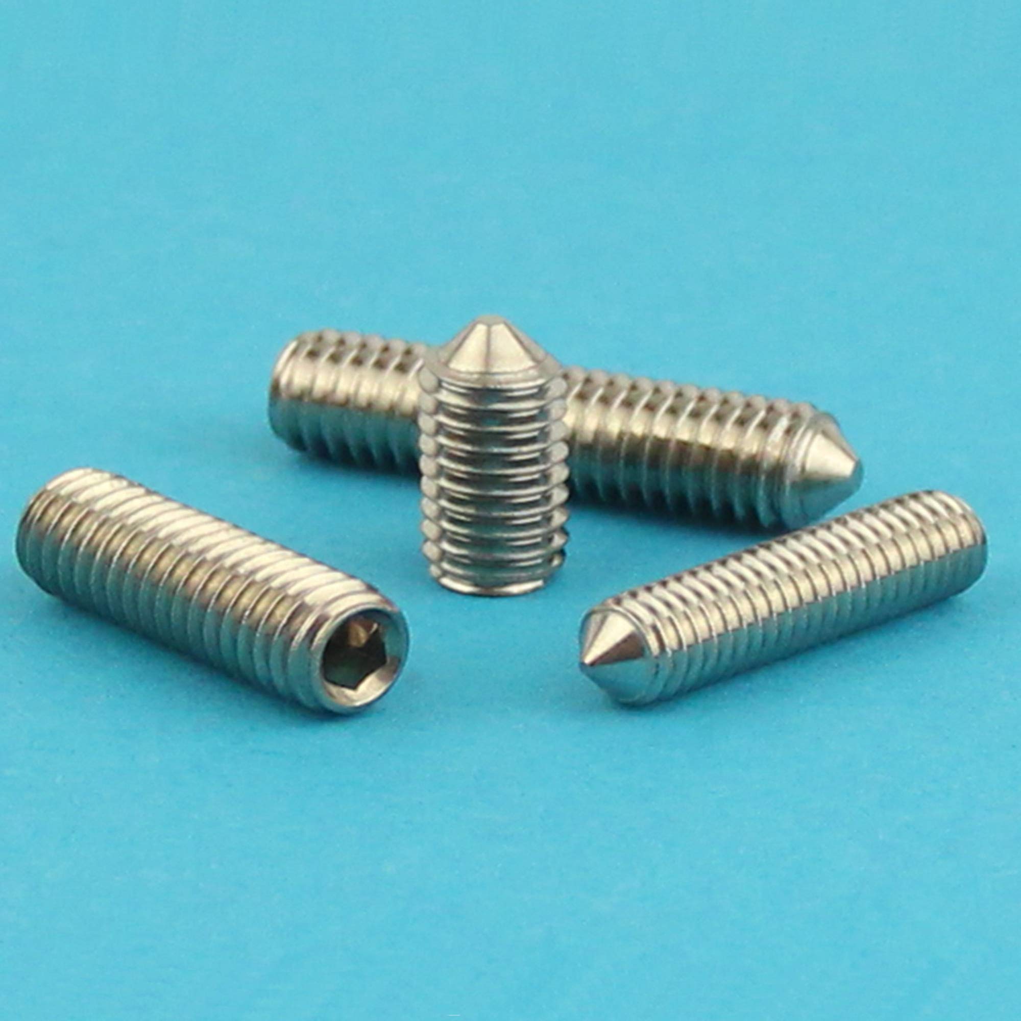 M6 x 12 mm trzpień gwintowany z gniazdem sześciokątnym i końcówką (100 sztuk) - śruby nastawne DIN 914 - ISO 4027 - śruby gwintowane - stal szlachetna A2 V2A - nierdzewna