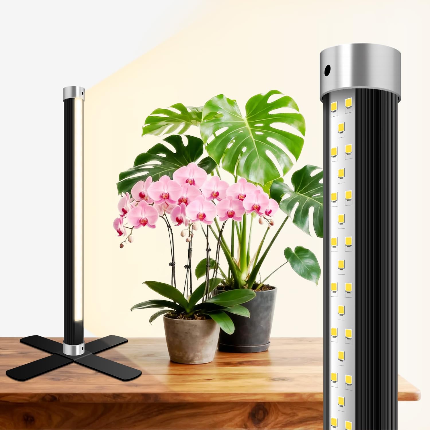 SJZX Grow Light for Indoor Plants, 40 LEDs Full Spectrum Plant Light Stand with Timer, High PPFD Grow Light, 1.2ft Vertical Standing/Hanging Indoor Plant Light for Small Plant Herbs in Home & Office