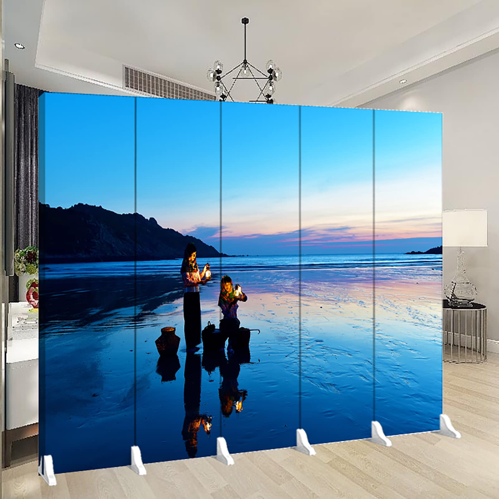 TEHONGMAI 5 Panel Room Divider, 5.6 FT Tall Privacy Protection Wall Divider and Folding Privacy Screens for Office, Bedroom, Leisure Area, Living Room, Study Room