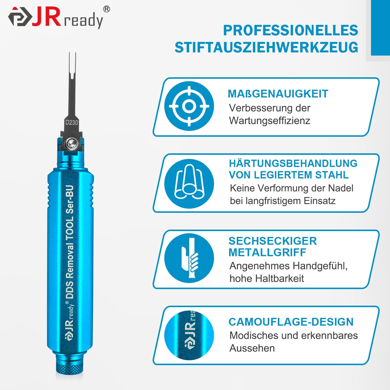 JRready ST5352-01 Strumento di Estrazione Pin Strumento di Rimozione dei Terminali Aggiornato con 1 ManigliaStoccaggio 26 Punte Ricambio Estrazione Pin per Deutsch AMP Te Molex Delphi JST JPT Harting