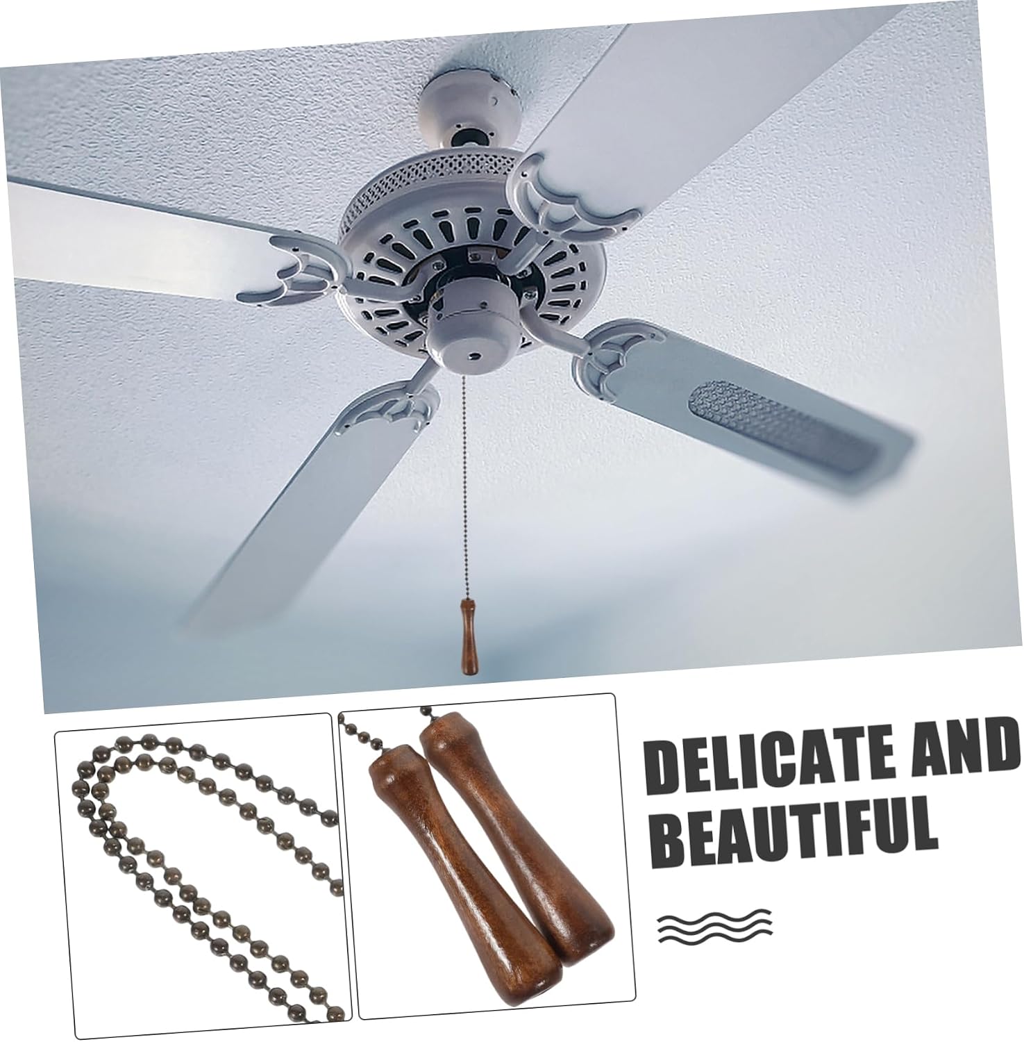 Wooden Ceiling Fan Pull Chain Chandelier Pendant Light Hanging Chain Fan Lamp Ornament Home Decor Easy Install