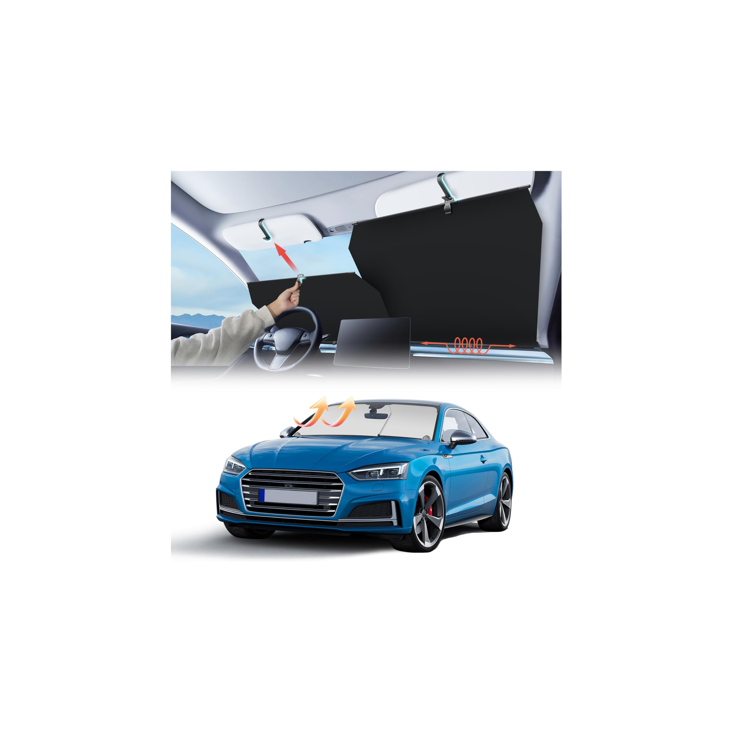 Photo 1 of 2026 Auto Retractable Sun Shade for Car Windshield - Adjustable Automatic Front Window Sunshade for UV & Heat Protection - Universal Fit for Outdoor Camping & Daily Parking (Not Fit Dashboard Bulge)