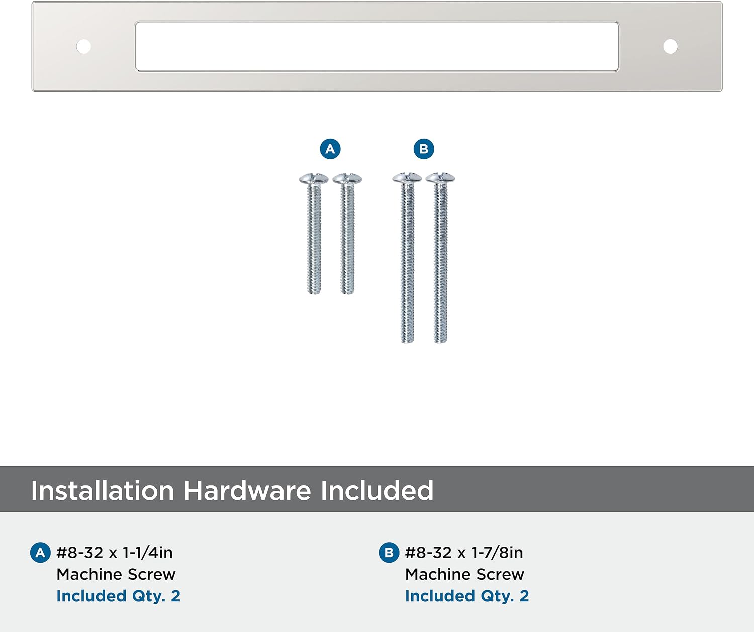Amerock Medora 7-9/16 inch (192mm) Center-to-Center Rectangle Polished Nickel Cabinet Pull Backplate, BP37785PN