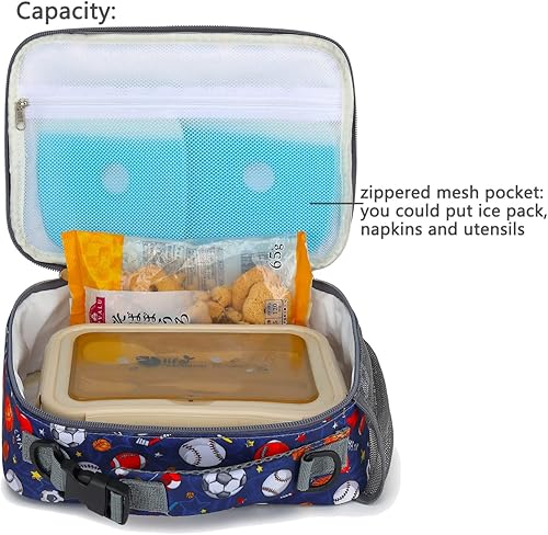 Miniatura 4 de FlowFly - Lonchera para niños, lonchera escolar aislante duradera con correa para el hombro y soporte para botellas, bolsa térmica pequeña y