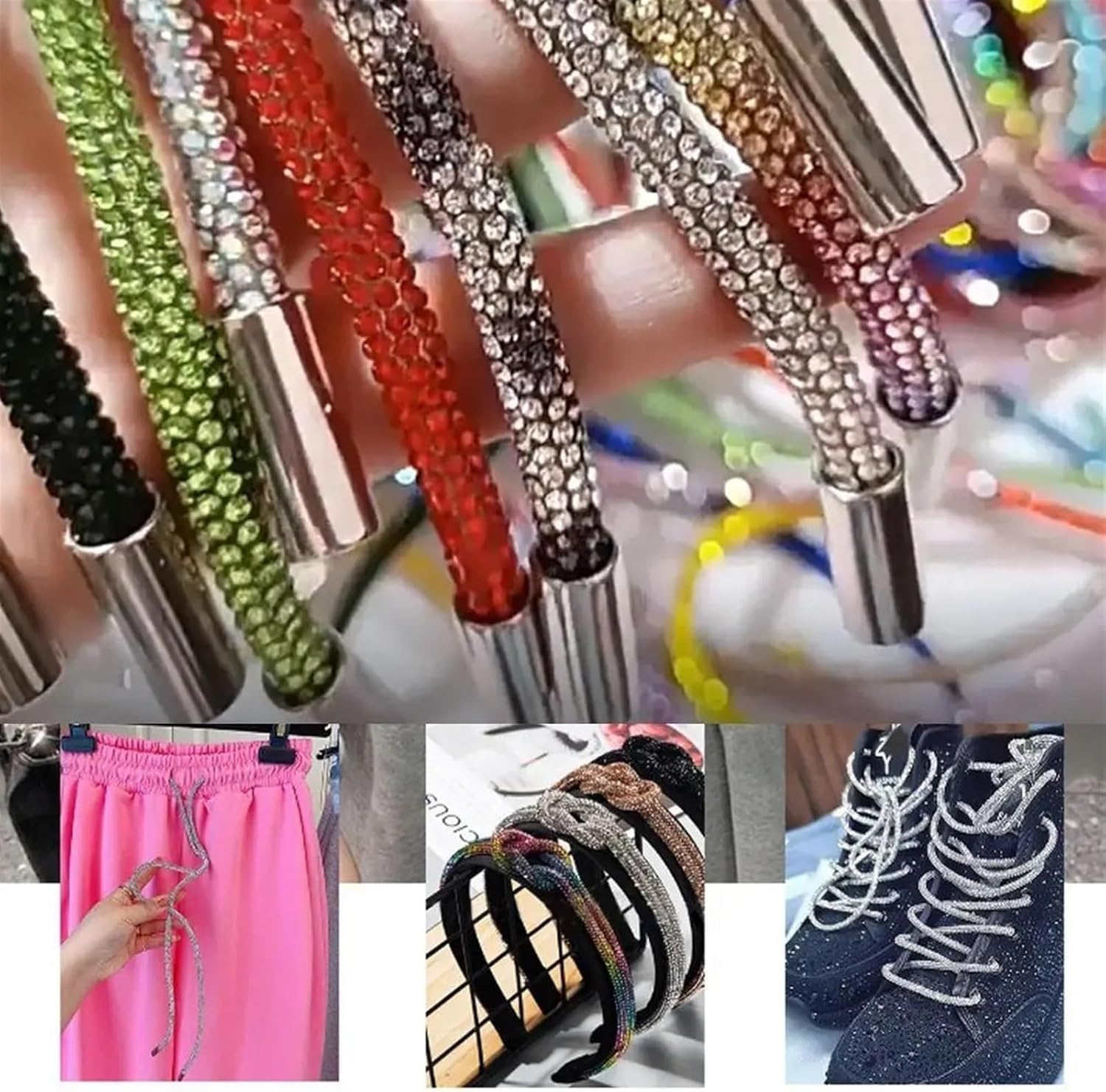 Wymiana sznurka Rhinestone DIY 2 szt. Wielokolorowy sznur(Roze)