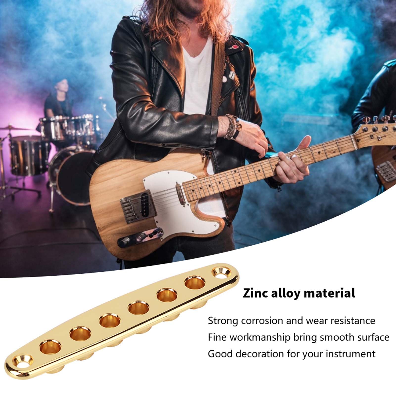 Guitar String Through Plate, Guitar Bridge String Thru Body Ferrule Plate, Metal Guitar Mounting Ferrules Bushing Plate for Bass Guitar (Gold)