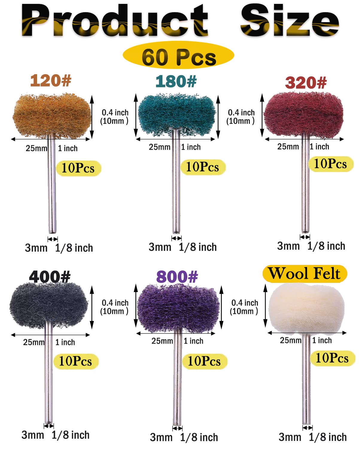 Abrasive Buffing Wheels - 60 Pack for Rotary Tools -2
