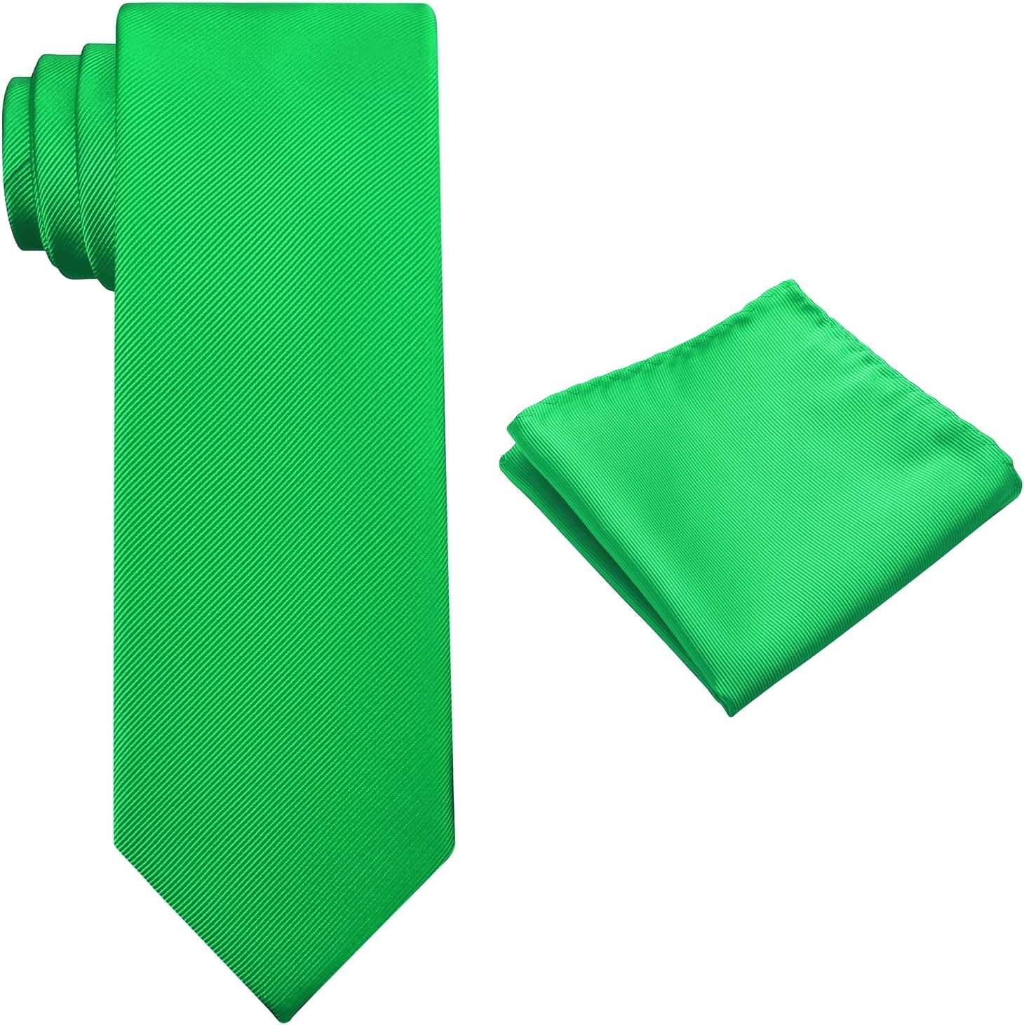 KOOELLE Mens Tie Set Solid Color 3.15" (8CM) Formal Tie and Pocket Square Set For Men