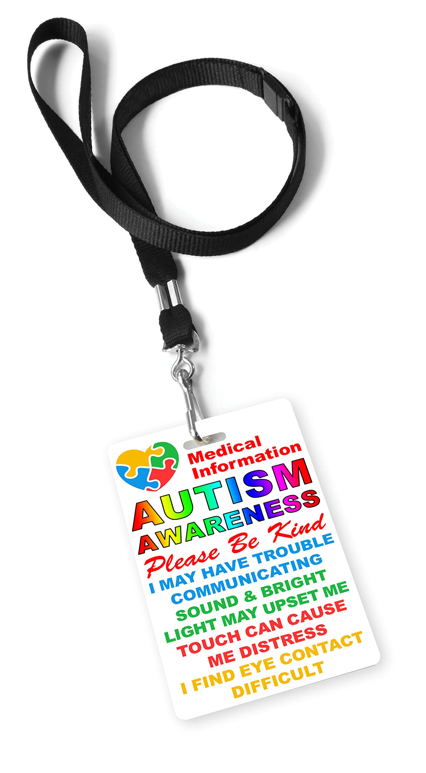 Autistic Autism Awareness Hidden Disability Information Card Lanyard (Card Only)