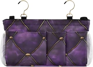 Bedside Caddy Organizer sängbord hängande förvaringsväska för våningssängar/sjukhussängar, sömlös lyxig quiltad lila