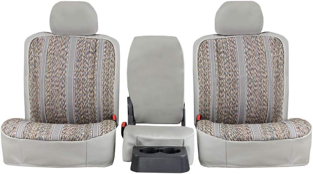 ShearComfort Front Seats Custom Saddle Blanket Seat Covers Compatible with Chevy Tahoe (2003-2006) in Gray for 40/20/40 w/Folddown Storage Console and Adjustable Headrests and Seatbelt in Seat