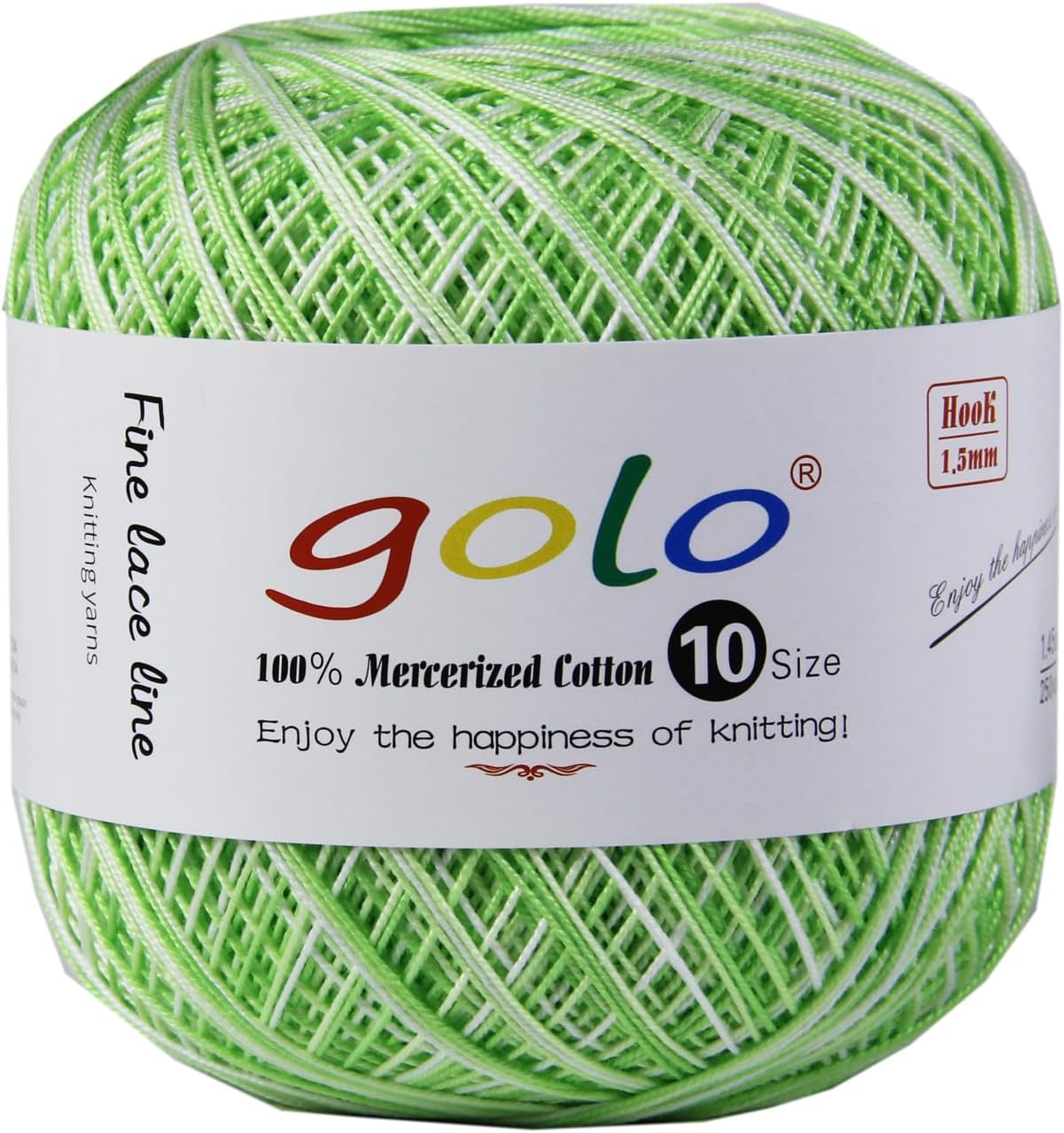 golo Crochet Thread Size 10 Yarn for Hand Knitting Lace Yarn White-Green-D01