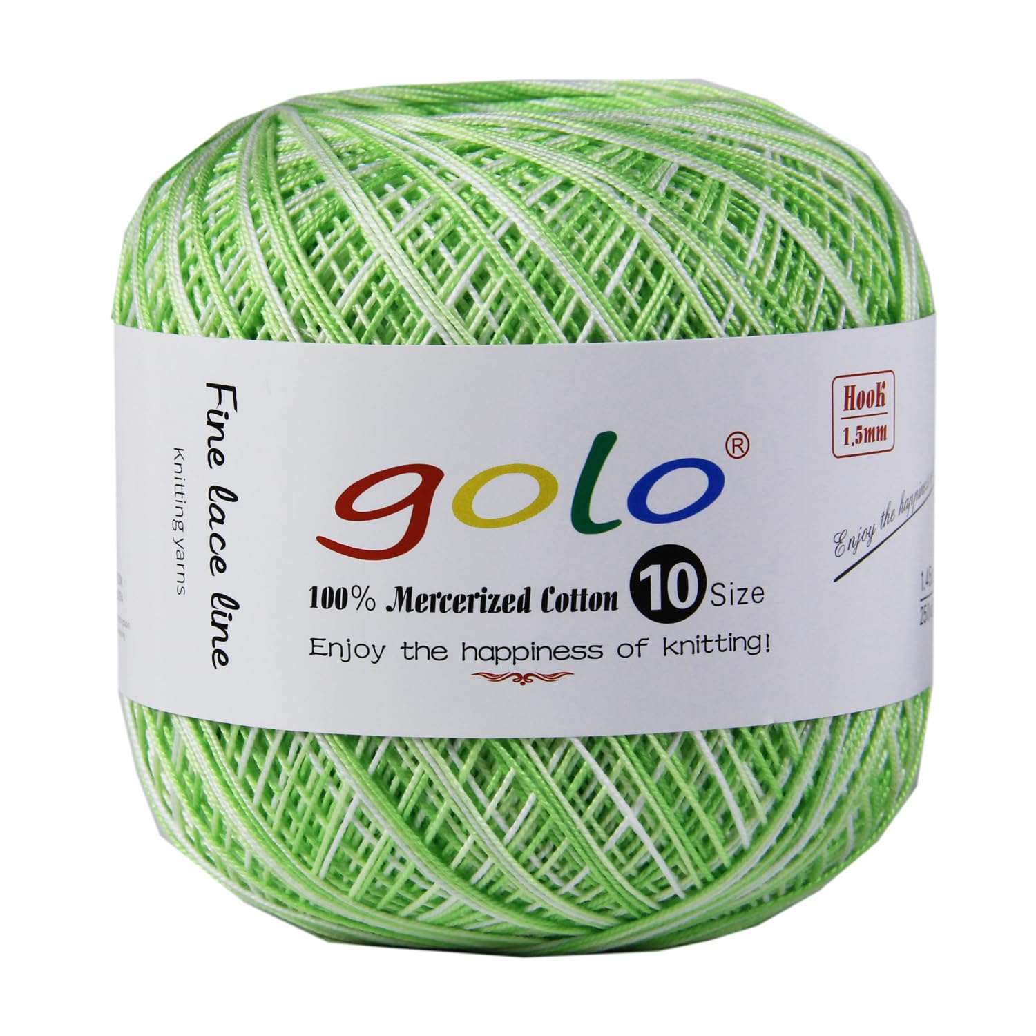golo Crochet Thread Size 10 Yarn for Hand Knitting Lace Yarn White-Green-D01
