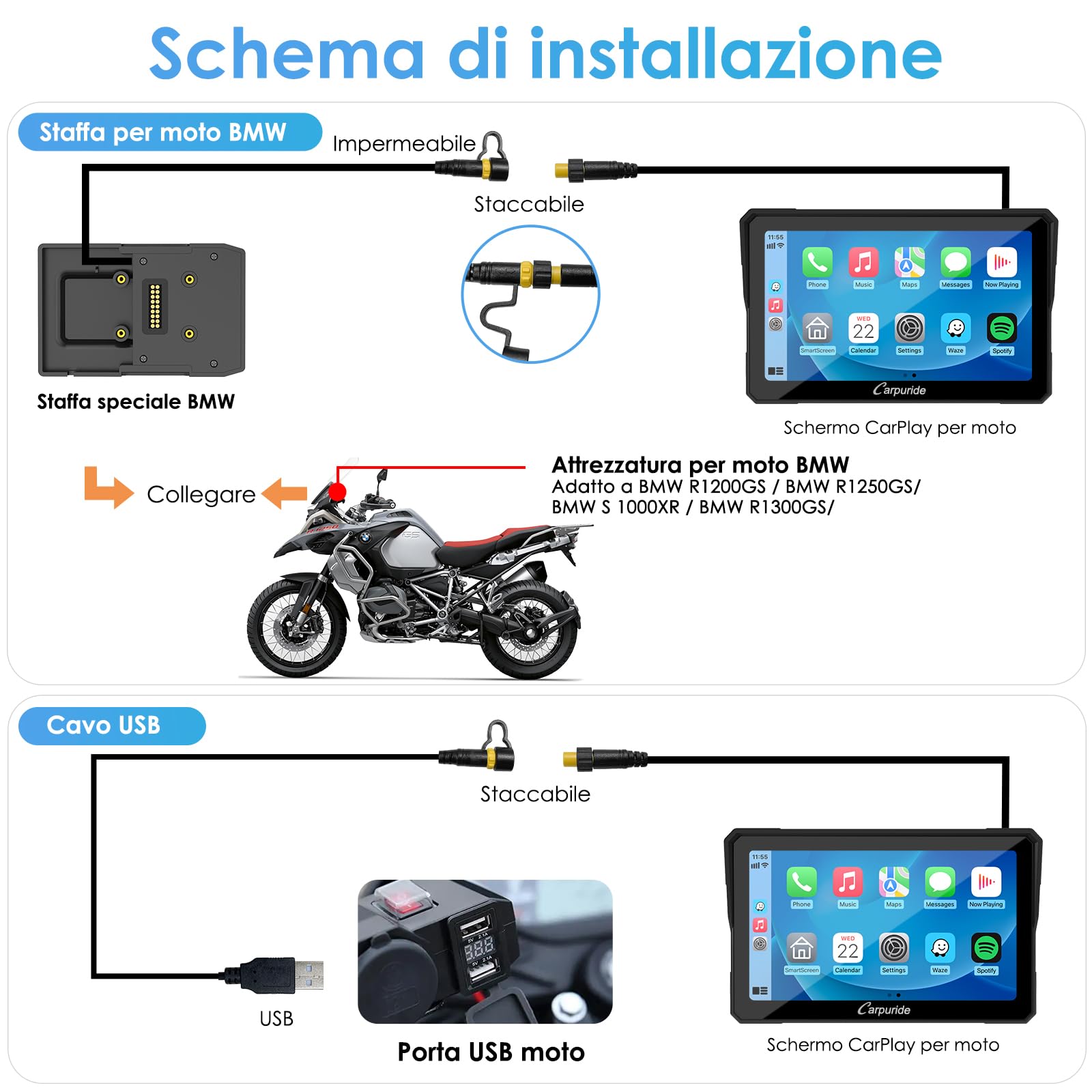 Carpuride W702 Motorfiets Gps CarPlay Scherm, Draadloze En Android Auto Draagbare Stereo Voor Motorfiets 7 Inch Waterdicht Aanraakscherm Dual Bluetooth Navigatie Siri 787363183 Carpuride W702 Motorfiets Gps CarPlay Scherm, Draadloze En Android Auto Draagbare Stereo Voor Motorfiets 7 Inch Waterdicht Aanraakscherm Dual Bluetooth Navigatie Siri 787363183