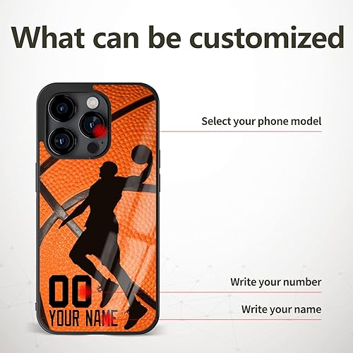 Miniatura 5 de Funda de teléfono personalizada con nombre y número de baloncesto para iPhone 11 12 13 14 15 16 17 Pro Max Plus Mini Air Xs Xr, para Samsung A03 A13