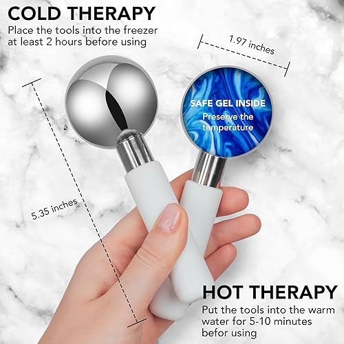 Miniatura 4 de Floraison - Palitos faciales de acero inoxidable irrompibles para rostro cuello y cuerpo criogénico y rodillo frío para hinchazón facial y arrugas