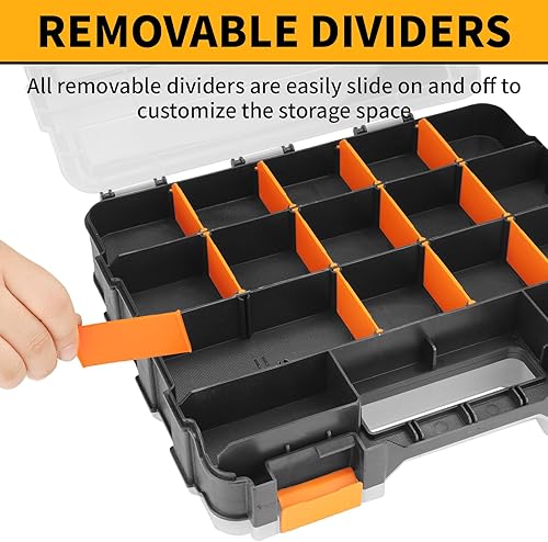 Miniatura 8 de Mini organizador de caja de herramientas, pequeña caja de herramientas de plástico con divisores, organizador de cuentas de doble cara, 34