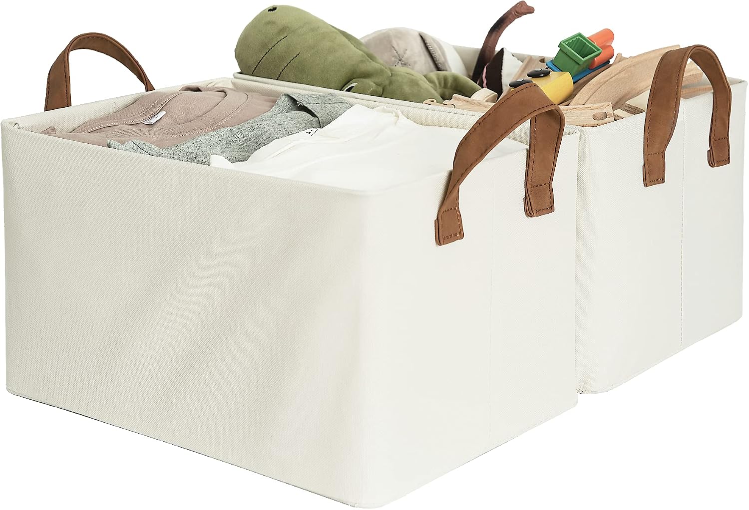 StorageWorks Storage Bins For Shelves With Metal Frame, Rectangle Storage Baskets