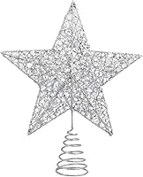 Vista 2 de Luces de estrella para árbol de Navidad, árbol de Navidad con purpurina con luces LED para decoración del hogar, color plateado (plateado 1)