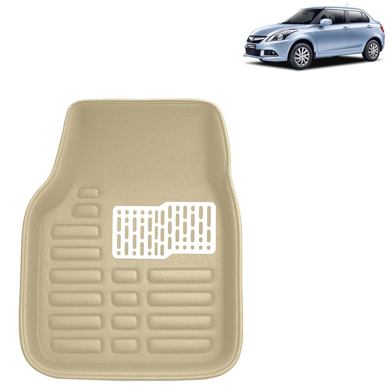 Kingsway Accessories Premium 4D Car Floor Mats Only Compatible with Maruti Suzuki Swift Dzire Year 2012 to 2017 All Model, Set of 3 Pcs, 100% Waterproof Tray Shape PVC 4D Car Foot Mats, Beige
