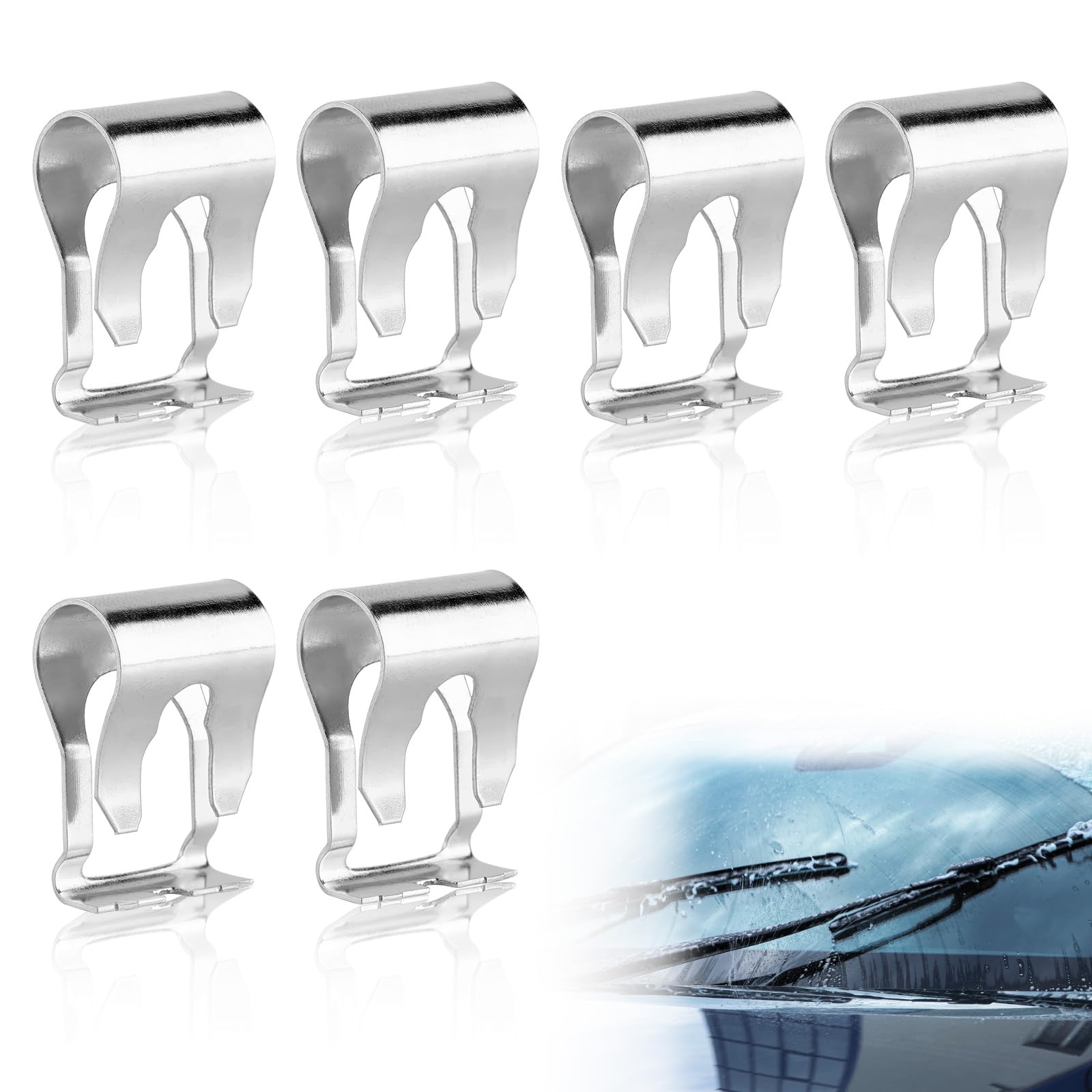 6 Pezzi Clip Tergicristallo Punto Clip di Ricambio per Giunto Motorino Tergicristalli kit Riparazione Tergicristallo Punto kit di Riparazione del Collegamento del Tergicristallo (Argento)