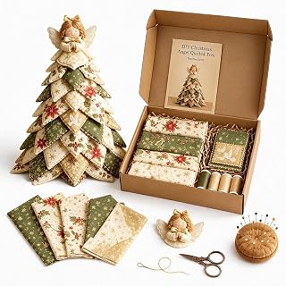 2026 New Christmas & Halloween Quilted Fabric Tree Kit，#5 | 3D Layered Fabric Patchwork Sewing Craft Project, Festive Tabletop and Mantel Decor, Handmade Quilting Set, Gift for Crafters