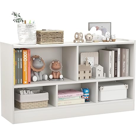 5-Cube Kids&#x27; Bookcases with 2-Tier Toy Storage Organizer