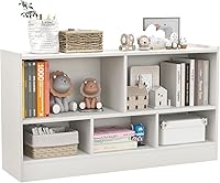 Vista 15 de Organizador de almacenamiento de juguetes, estantería para niños de 2 niveles, estanterías de 5 cubos para niños, armarios y estantes, organizadores