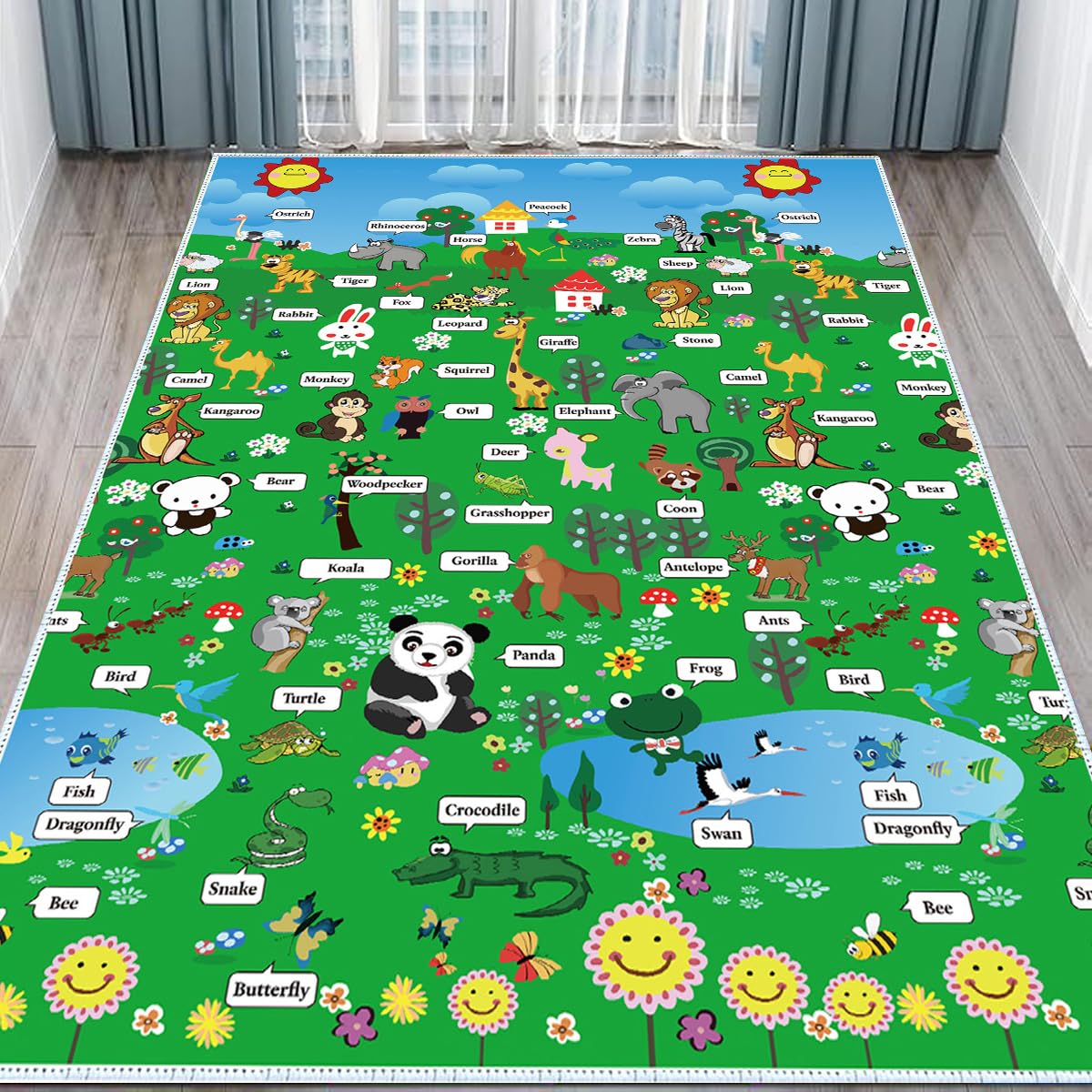 SNNAQON Kids' Rugs Zoo Pattern Non-Slip 6mm Thick Soft Mat Kids Room Decor Rug Non-Slip Safety Extra Thick Comfort (Zoo, 31"*47")