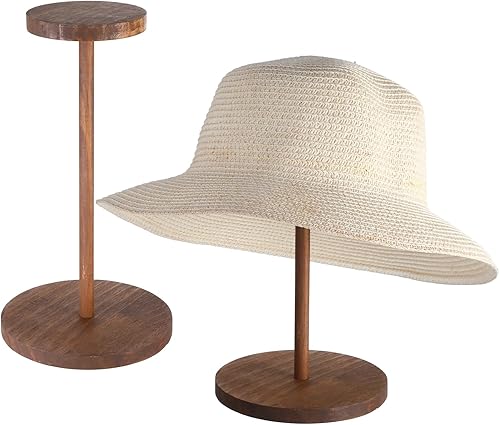 MAQUITA Soporte de exhibición de sombreros, de madera rústica, soporte para sombreros, soporte para peluca vintage, exhibidor de joyas, casco,