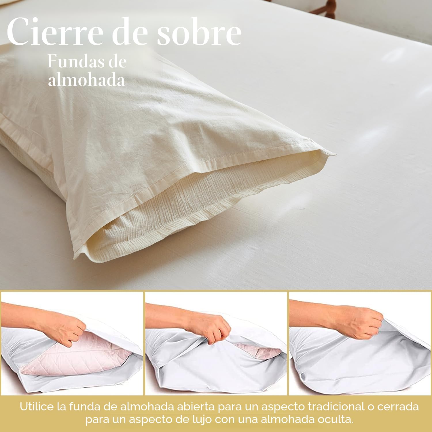 Simple&Opulence Juego de Funda Nórdica de Muselina, 100% Algodón Ultra Suave y Ligera Funda Nórdica Seersucker con Fundas de Almohada(Beige,135×200cm)