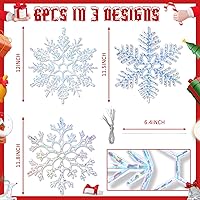 Vista 22 de EIMMBD 8pcs Large Snowflakes Ornaments, Plastic Glitter Snowflakes Hanging, Snowflake Decorations for Christmas Trees Window Door Indoor Outdoor
