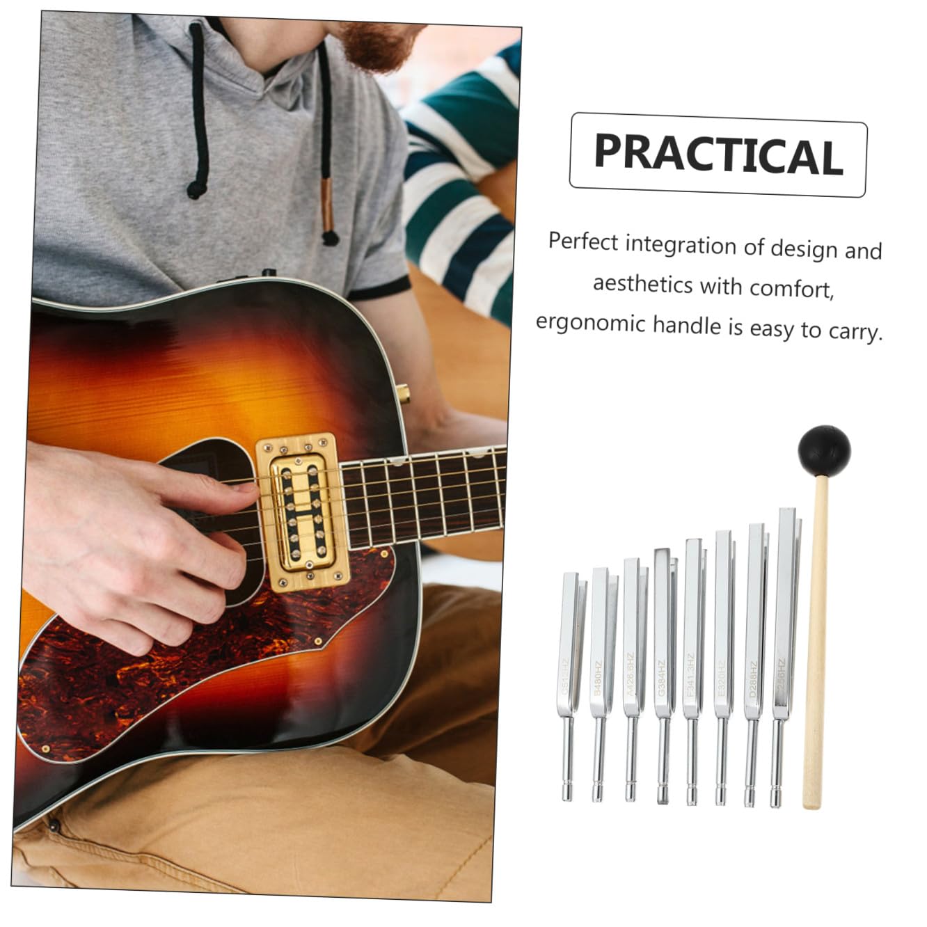 ERINGOGO Stimmgabel Satz aus Verschleißfestem Aluminium Präzises Stimmgerät für Geige und Gitarre Langlebiges Musikinstrumenten Zubehör Klarer Ton für Musikunterricht
