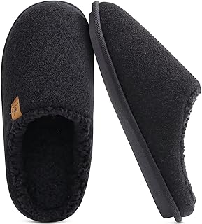 KuaiLu Mens House Memory Foam Slippers with Comfy Warm Plush Lining Slip On Felt Casual Pantuflas Mans Comfortable Bedroom Shoes Rubber Sole for Indoor