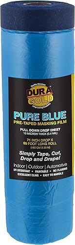 Miniatura 7 de Dura-Gold Rollo de película de enmascaramiento precintada azul puro de 106 pulgadas de ancho x 46 pies de largo, paquete de 3, láminas protectoras