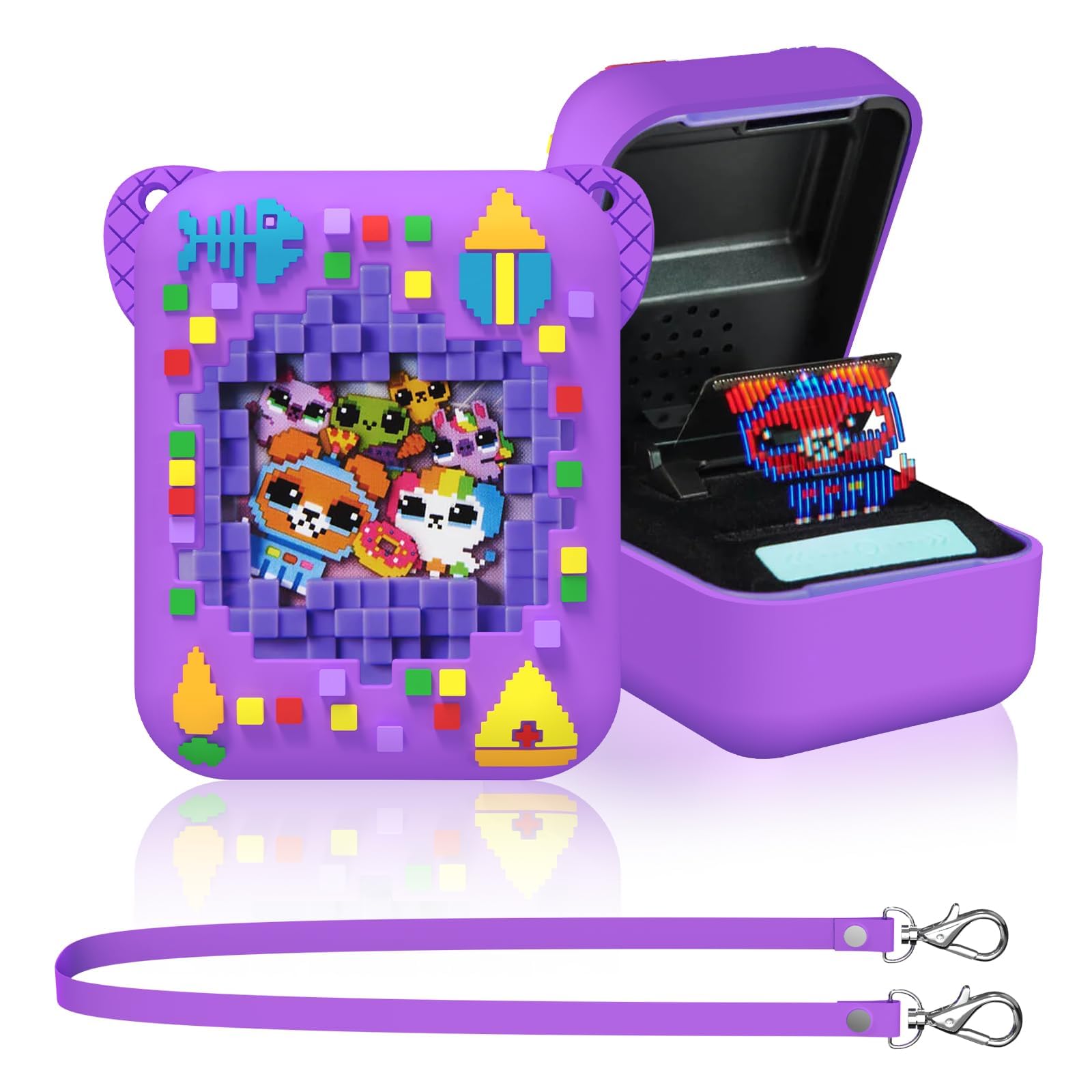 Housse De Protection Rigide Pour Jouet Bitzee - Coque EVA Violette Anti-Choc - Avec Sangle