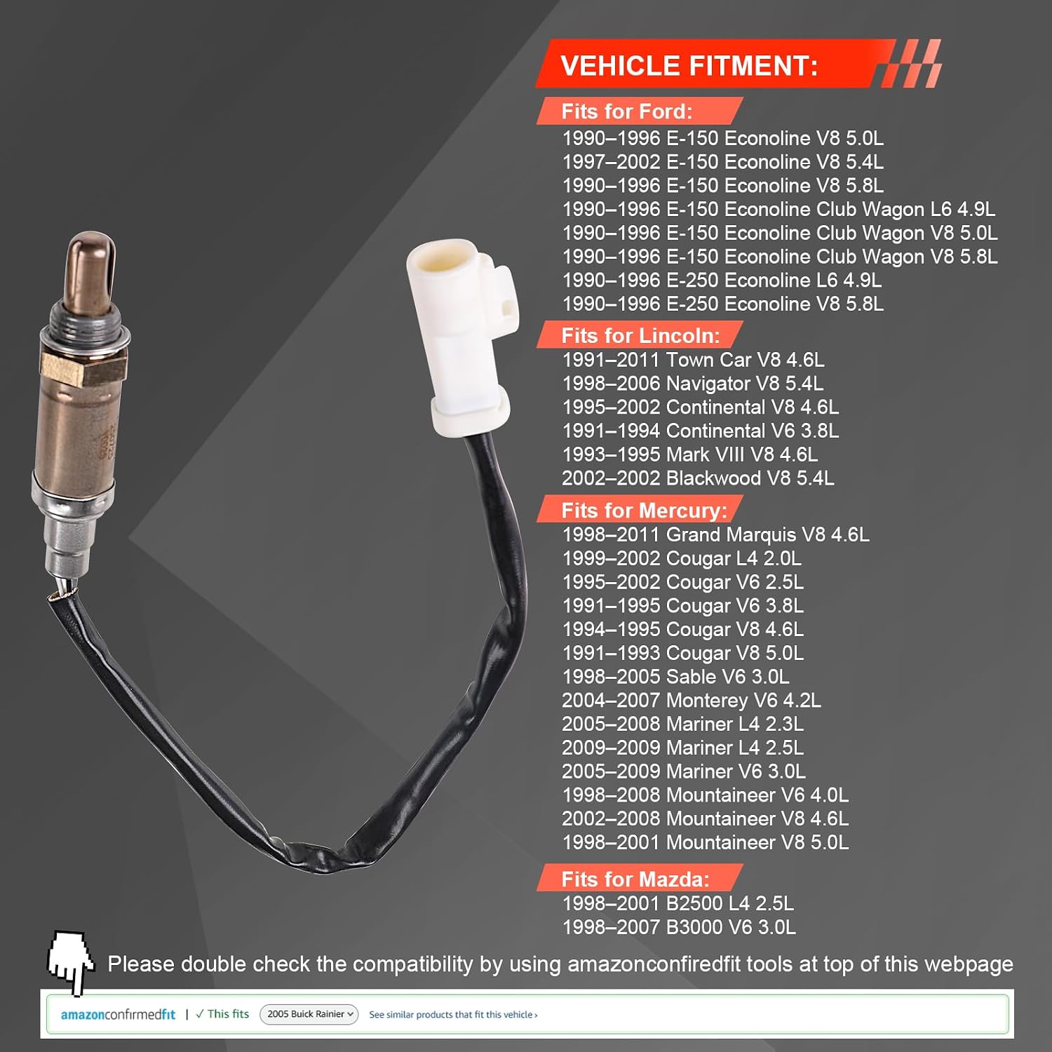 2PCS Oxygen Sensor Replacement for 15717, Upstream O2 Sensor, Heated 4-Wire, Direct Fit OEM Compatible with Ford F-150/Expedition/Taurus, Lincoln Town Car/Navigator/Continental, Mercury Grand Marquis