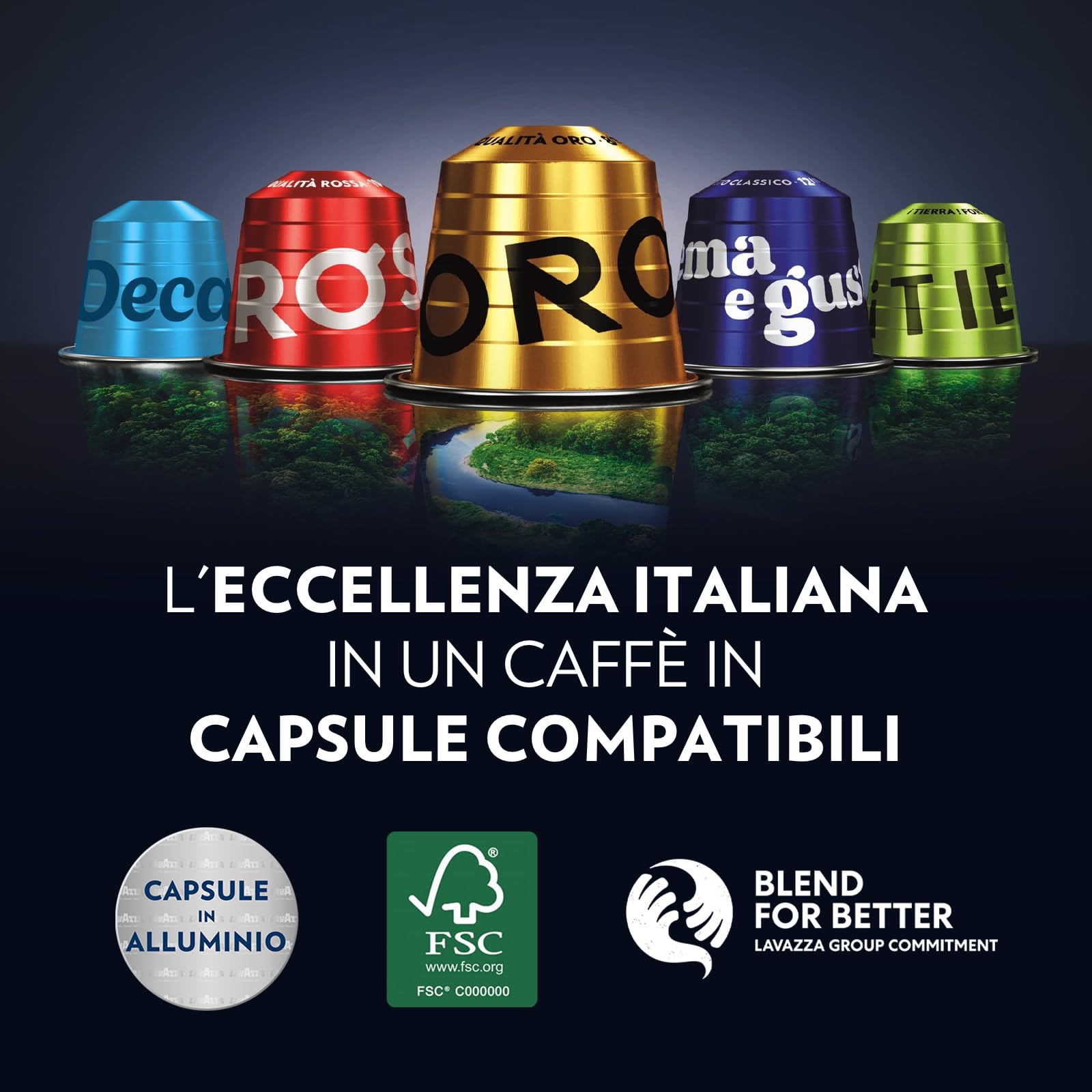 Lavazza, Qualità Rossa, 100 Capsule di Caffè in Alluminio Compatibili con Macchine Nespresso Original, con Note di Cioccolato e Frutta Secca, Arabica e Robusta, Intensità 10/13, Tostatura Media