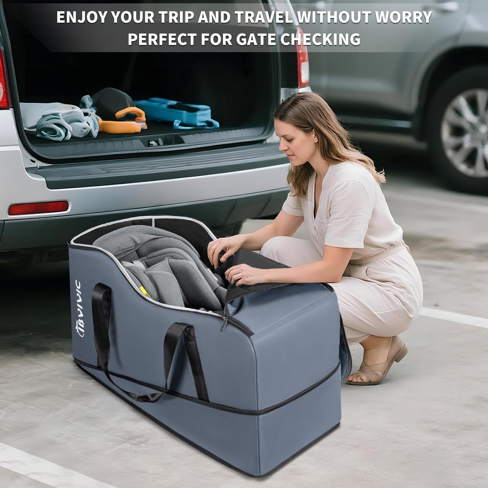 IBVIVIC Borsa da viaggio per seggiolino auto per Aria e Mesa, borsa da viaggio per seggiolino auto per neonati (grigio)