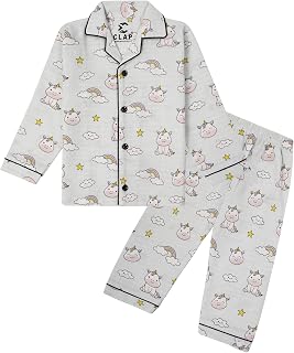 CLAP Kids Muslin Cotton Full Sleeves Printed Night Suit Price In India