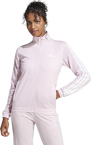 adidas Women's Tricot 3-Stripes Track Top, Clear Pink, Small