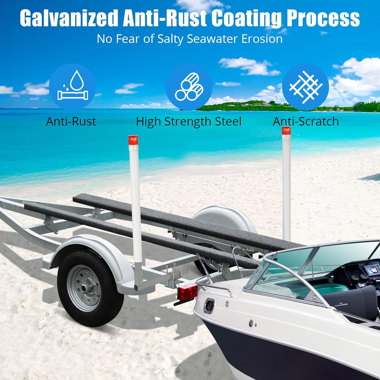40"-60" Adjustable Design Trailer Guide Poles, Rustproof Galvanized Steel Trailer Guide, Trailer Guides with PVC Pipes