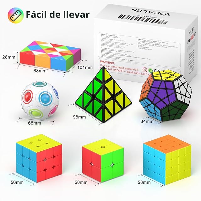 Foto 2 de 7 de Vdealen Speed Cubo Magico 2x2 3x3 4x4 Piramide Megaminx Snake Rainbow Ball Magic Cube