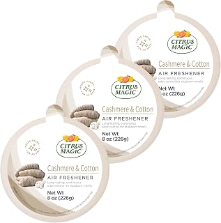 Citrus Magic Odor Absorbing Solid Air Freshener, Cashmere and Cotton, 8-Ounce, Pack of 3