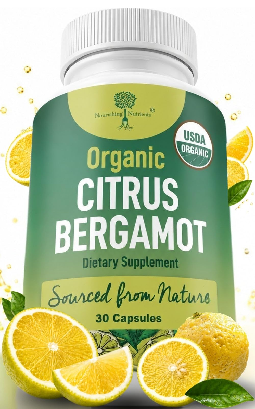 Nourishing Nutrients Suplemento de bergamota cítrica italiana com polifenóis 30 cápsulas