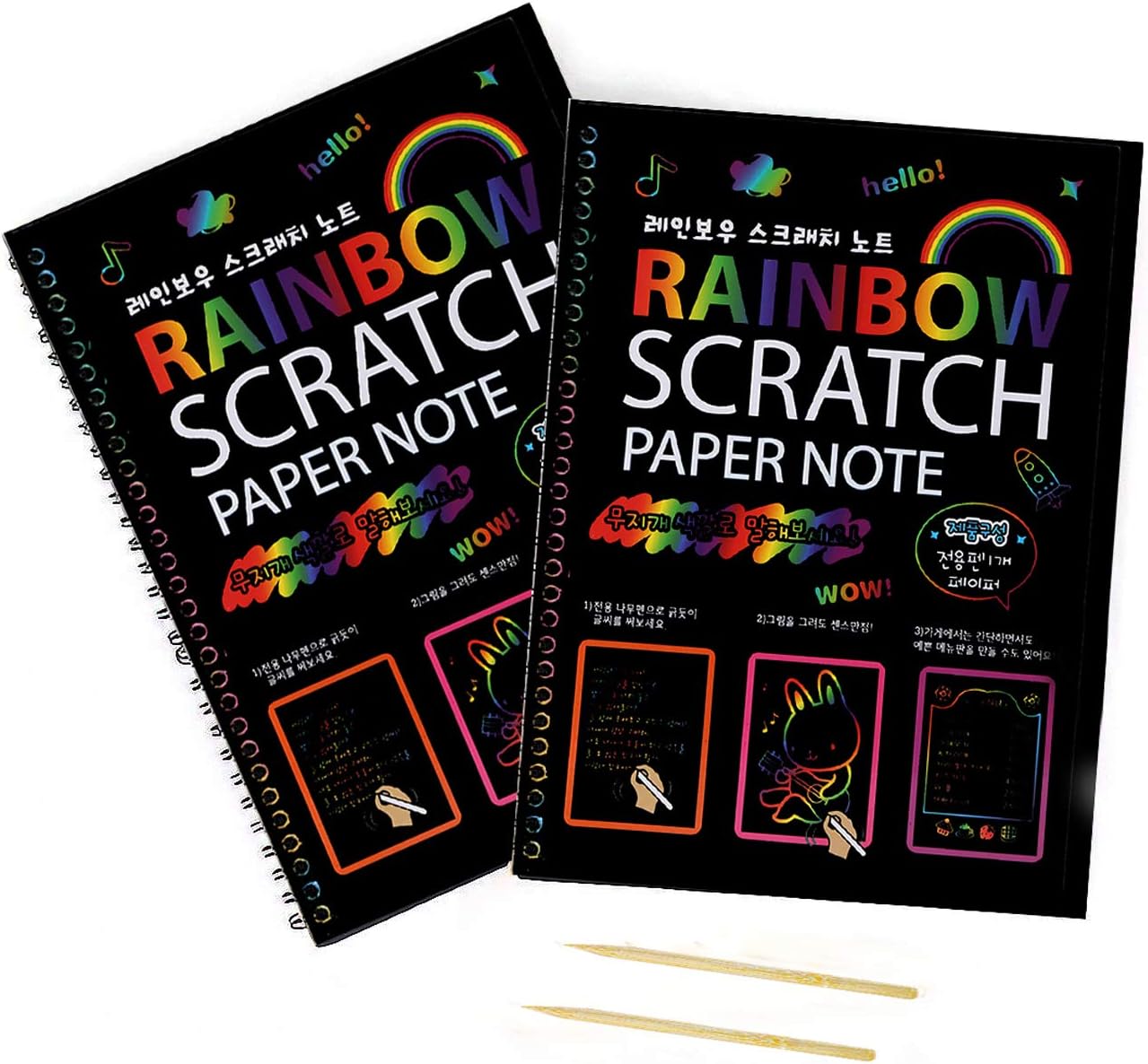 VARWANEO Kids Art Scratch Paper Art Set, Rainbow Magic Scratch Paper Crafts Notes Sheets Kits Toys for Kids Party Game Birthday Children's Day Gift