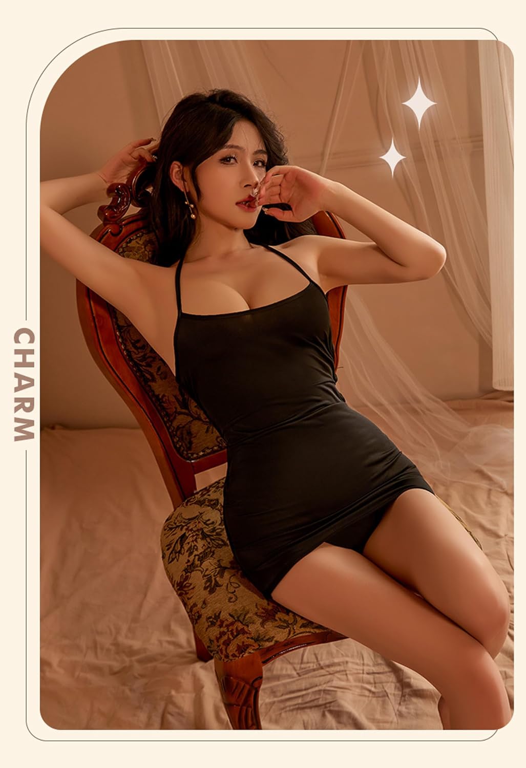 SINMIUANIME Women's Deep V Neck Halterneck Slip Backless Satin Mini Dress Sexy Silky Party Club Bodycon Dresses