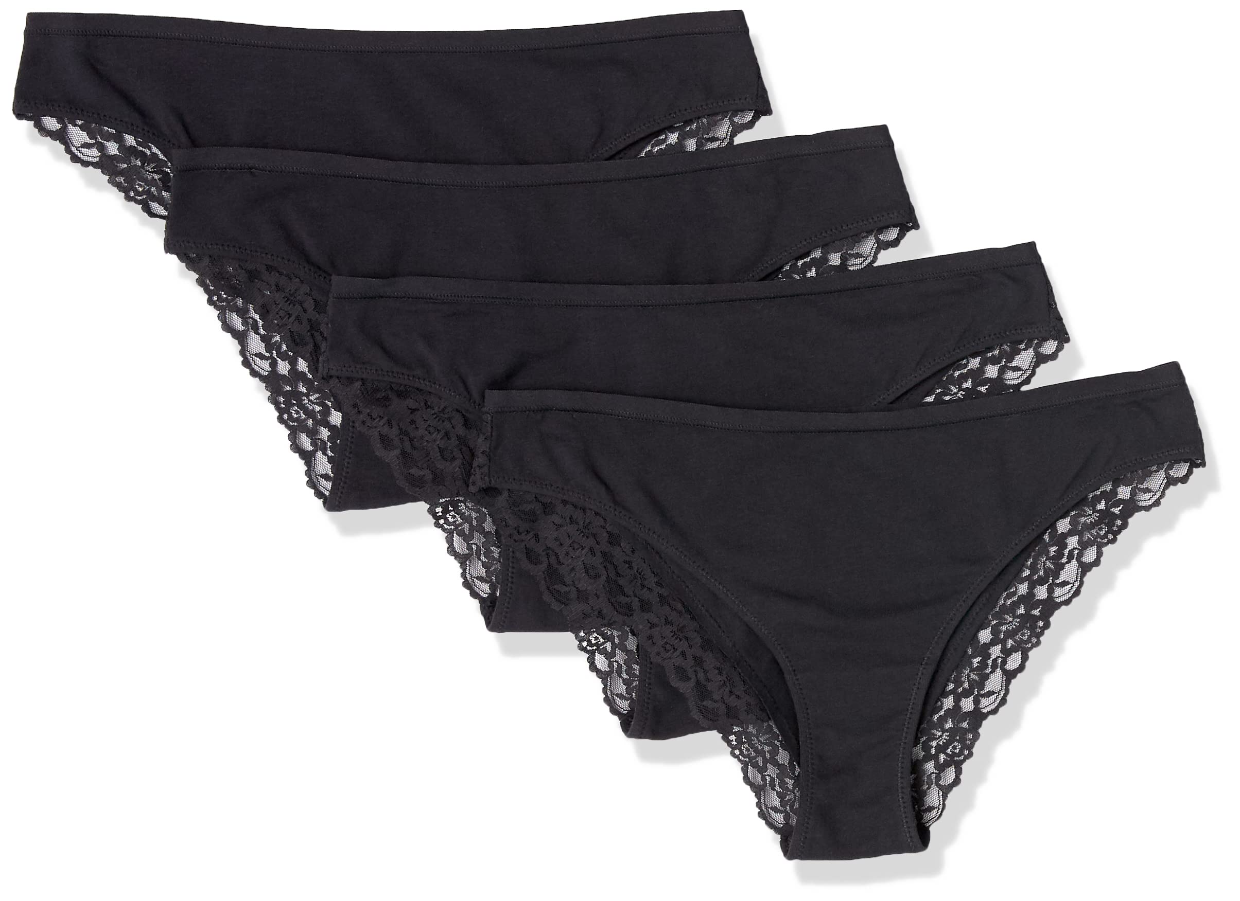 Buy Amazon Essentials Women's Cotton and Lace Brazilian Knickers, Pack