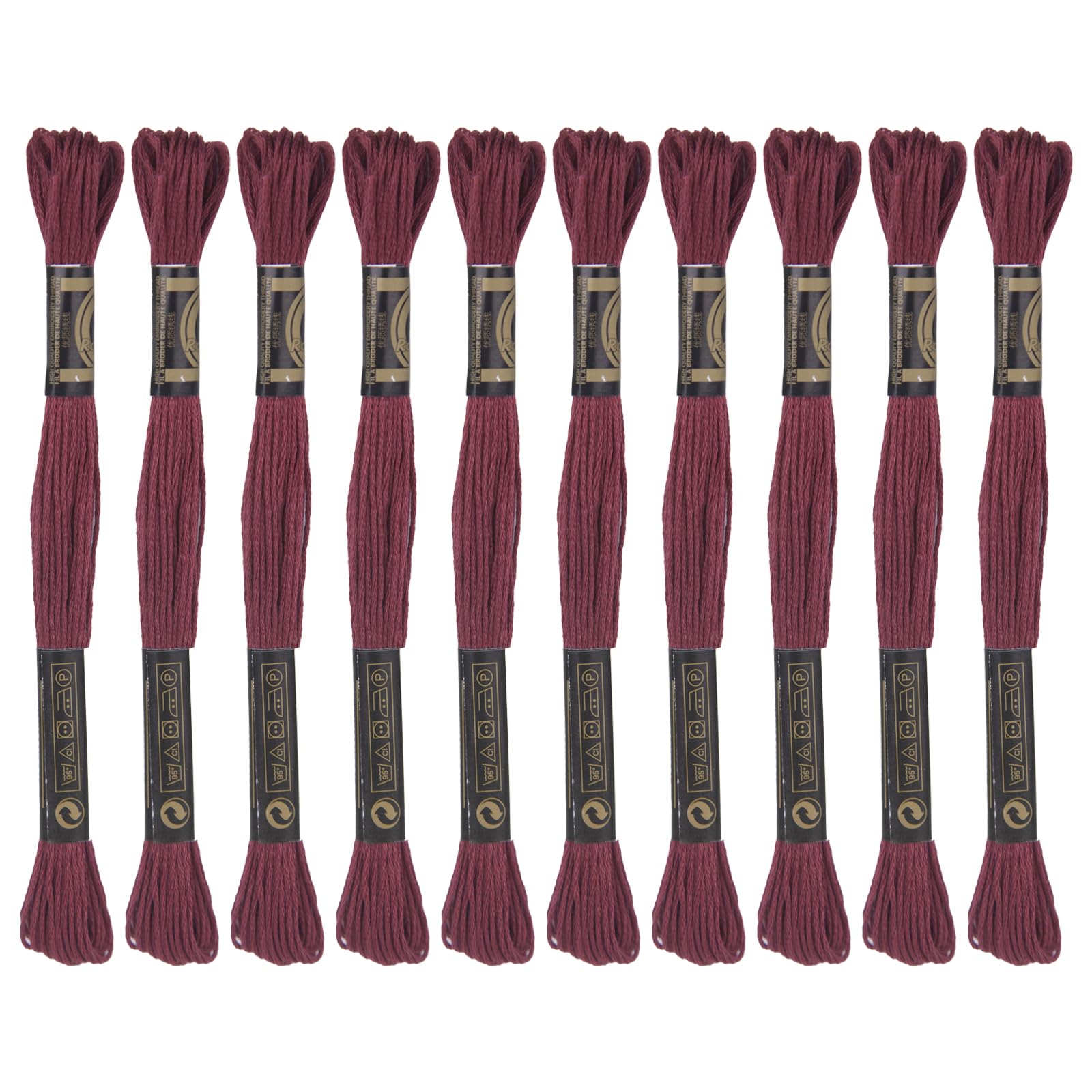 12 Skeins Embroidery Threads, Cross Stitch Thread Fiber Cotton of 8.75yds for Hand Embroidery DIY Creation and Friendship Bracelet String, Burgundy — image 1