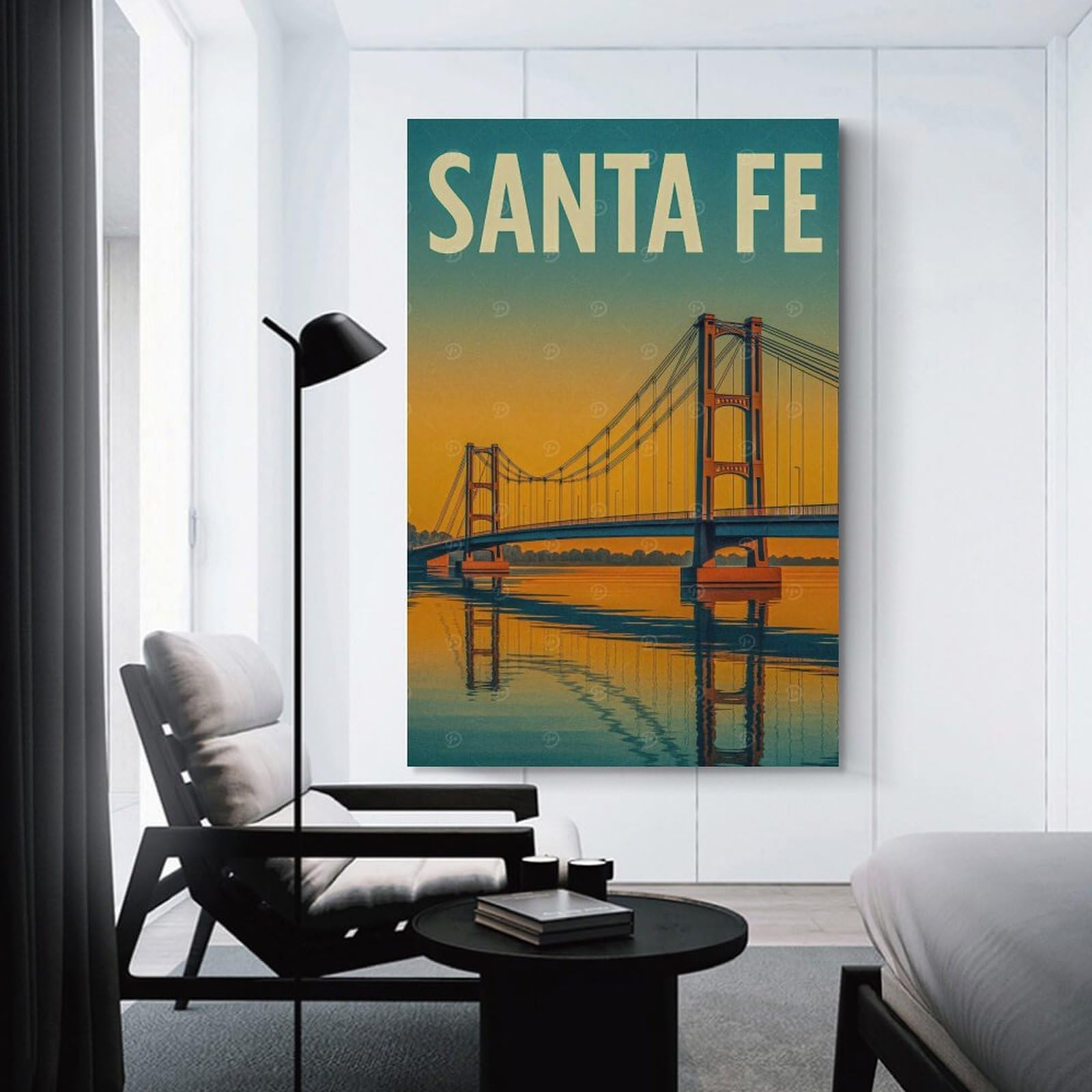 Junmoney Santa Fe Bridge Travel Wall Art Print, 16x24inch(40x60cm), for Workspace Walls, Study Corners Or Bedrooms, A Smart Decor Choice for Study Walls